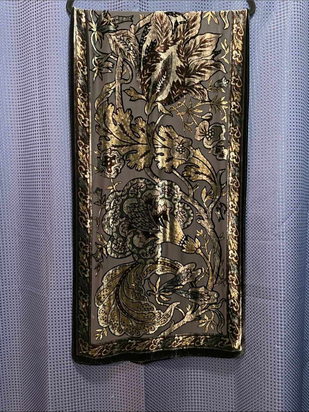 Source Unknown Black and Gold Floral Silk burn out Scarf